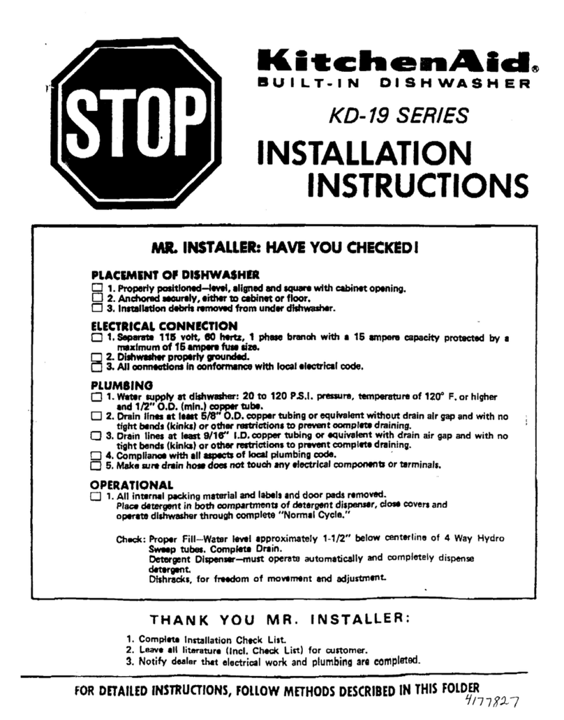 KitchenAid KD-19 Series Installaion instructions