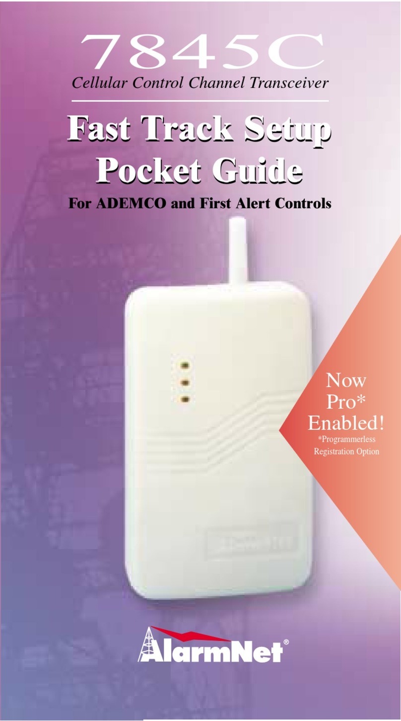 AlarmNet 7845C Pocket guide