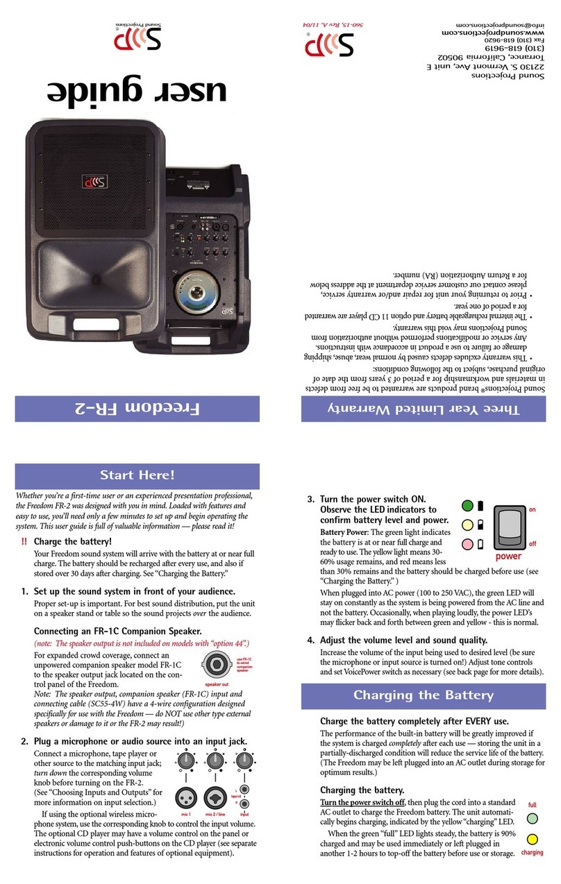 Sound Projections Freedom FR-2 User manual