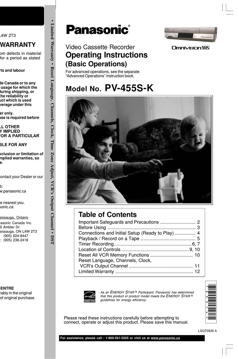 Panasonic PV-455S-K operating instructions