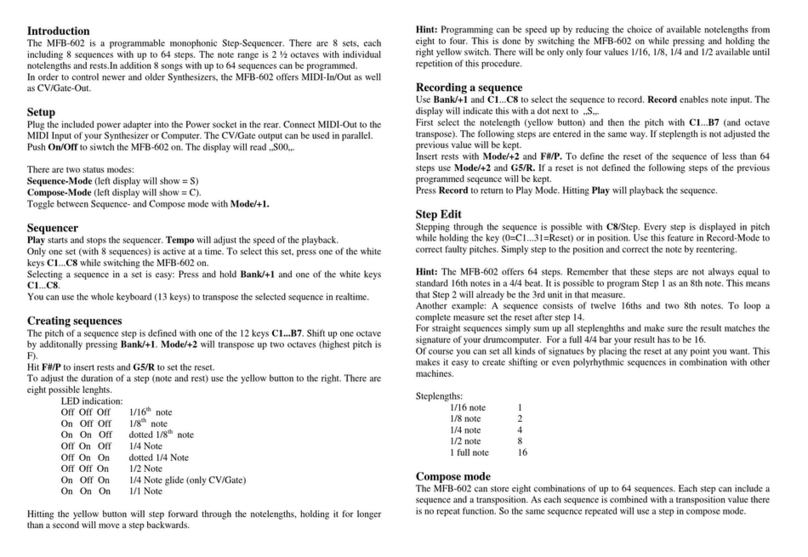 MFB MFB-602 User manual