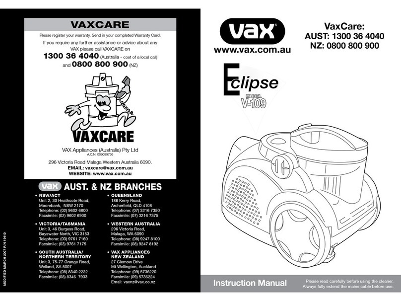Vax Eclipse V-109 User manual Vax Eclipse V-109 User manual