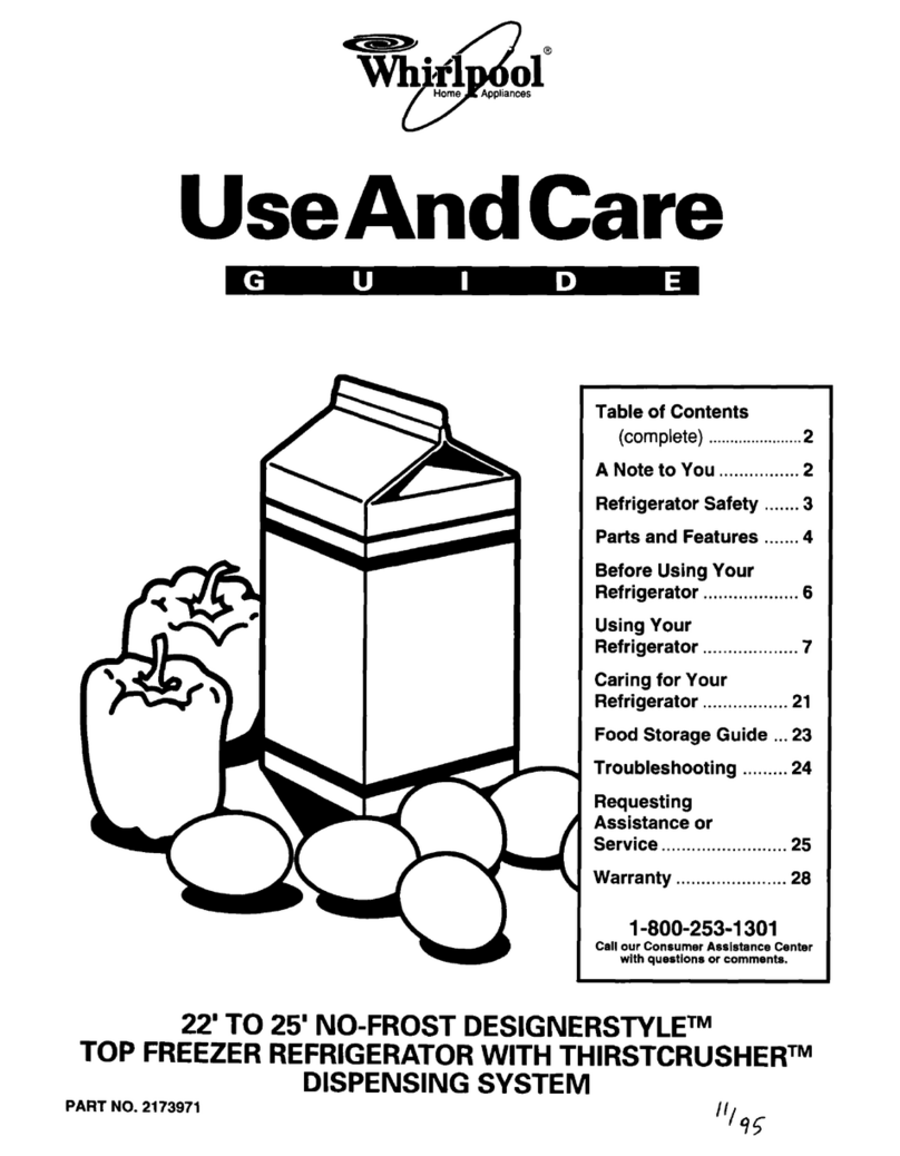 Whirlpool 22' TO 25' NO-FROST DESIGNERSTYLE TOP FREEZER REFRIGERATOR WITH THIRSTCRUSHERDISPENSING... User manual