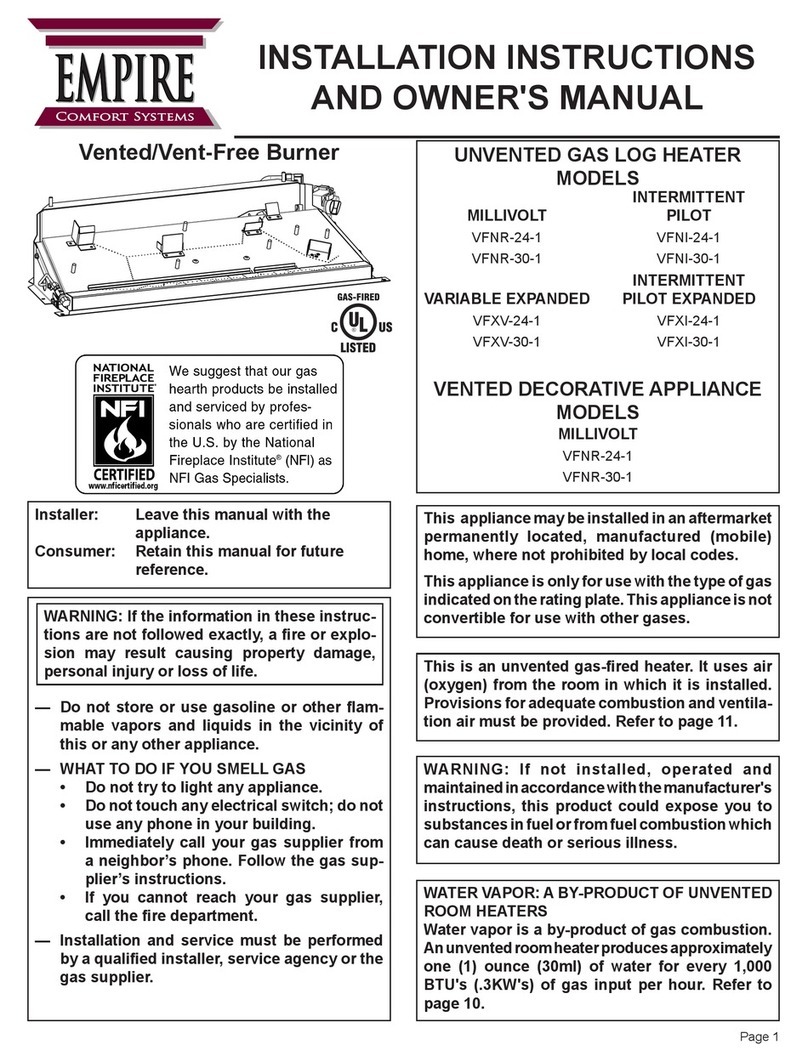 Empire Comfort Systems VFNR-24-1 Installation instructions and owner's manual