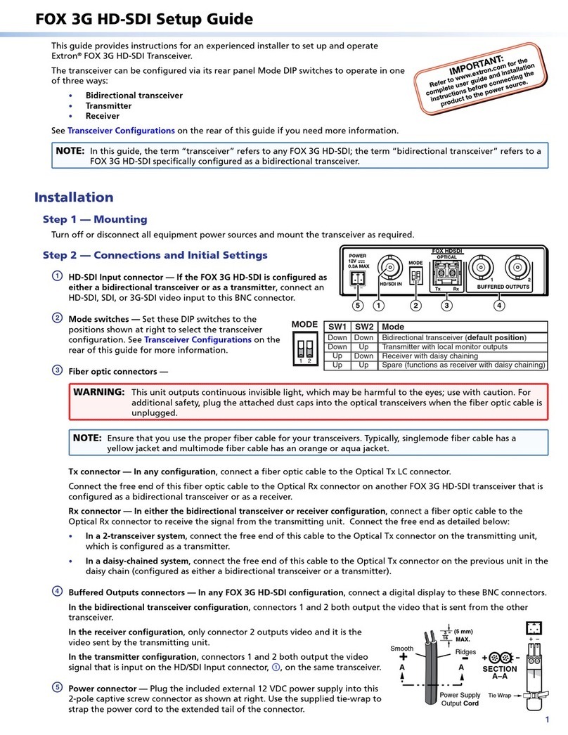 Extron electronics FOX 3G HD-SDI Setup guide