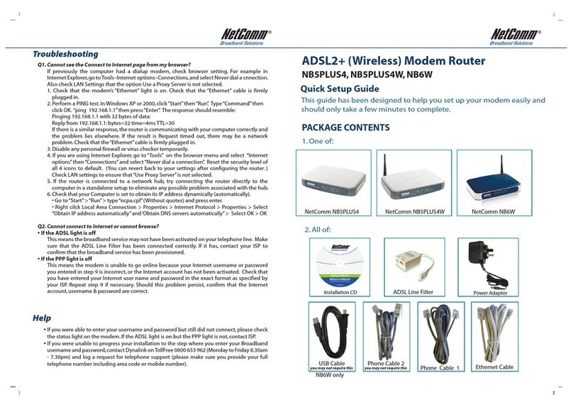 NetComm NB5PLUS4 Quick setup guide