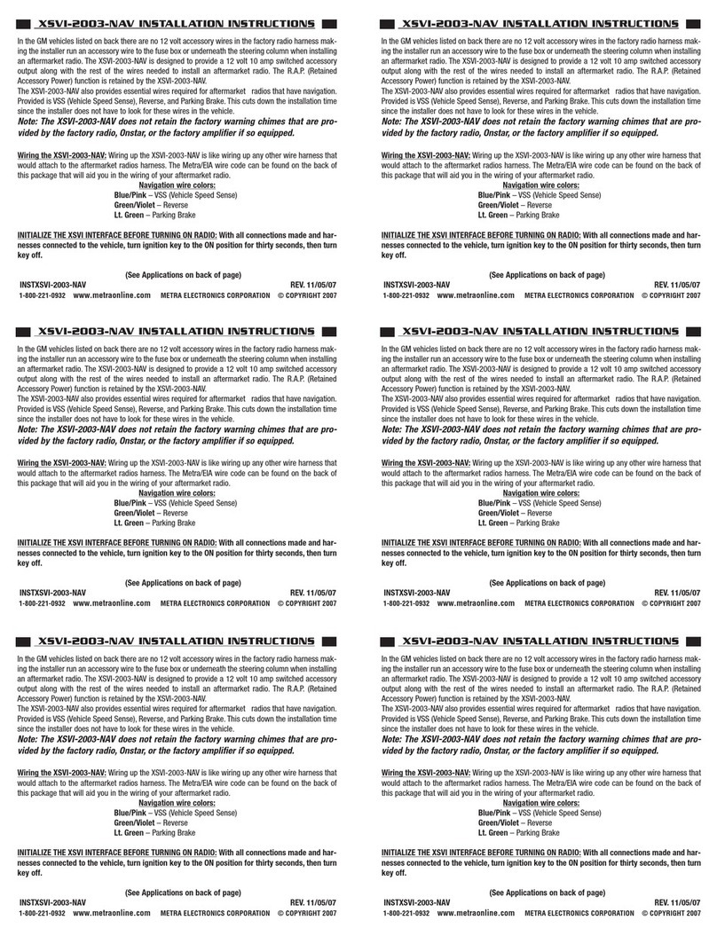 Metra Electronics XSVI-2003-NAV User manual