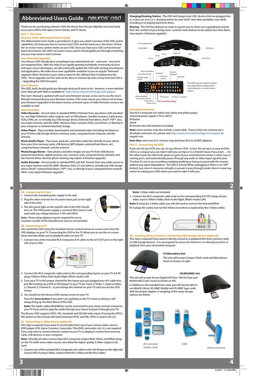 Neuros OSD Abbreviated user guide
