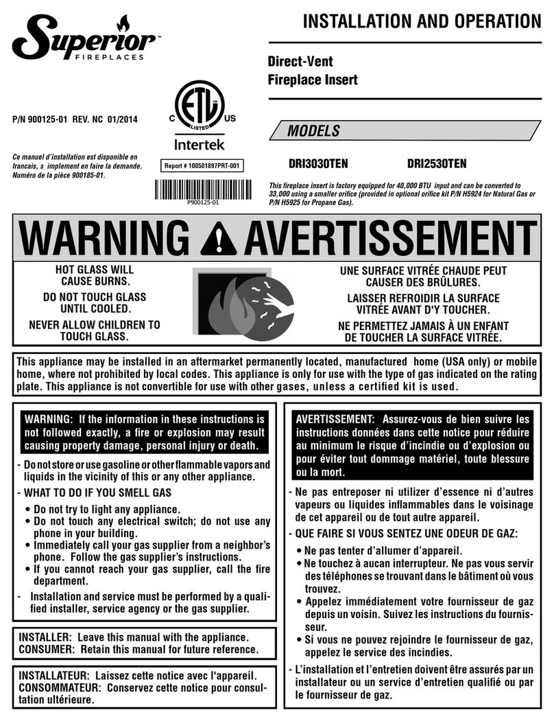 Superior DRI3030TEN Operating instructions