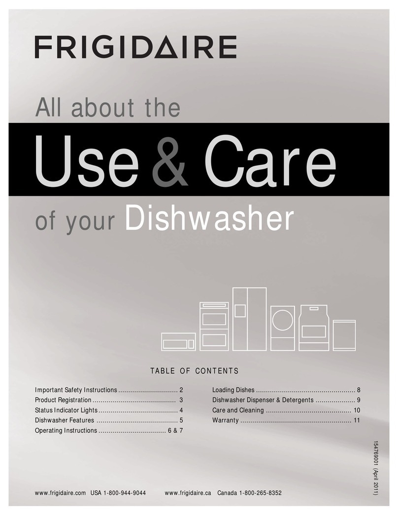 Frigidaire Dishwasher Owner's manual Frigidaire Dishwasher Owner's manual