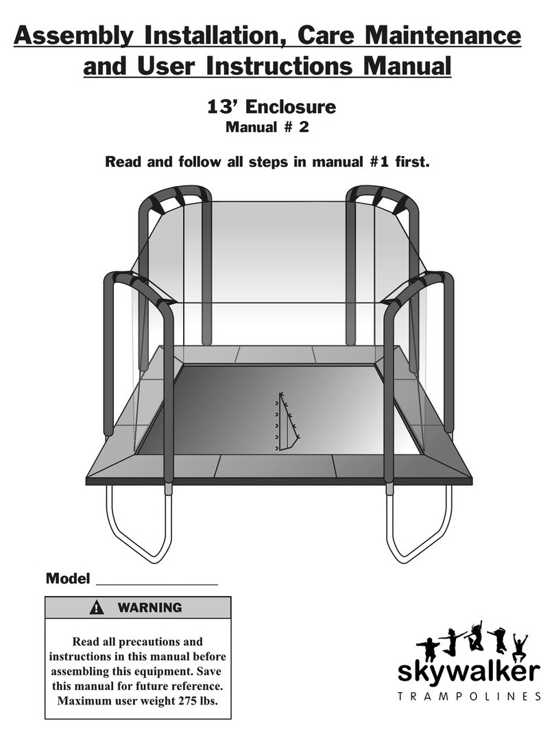 Skywalker 13' Enclosure Assembly installation, care maintenance and user instructions manual