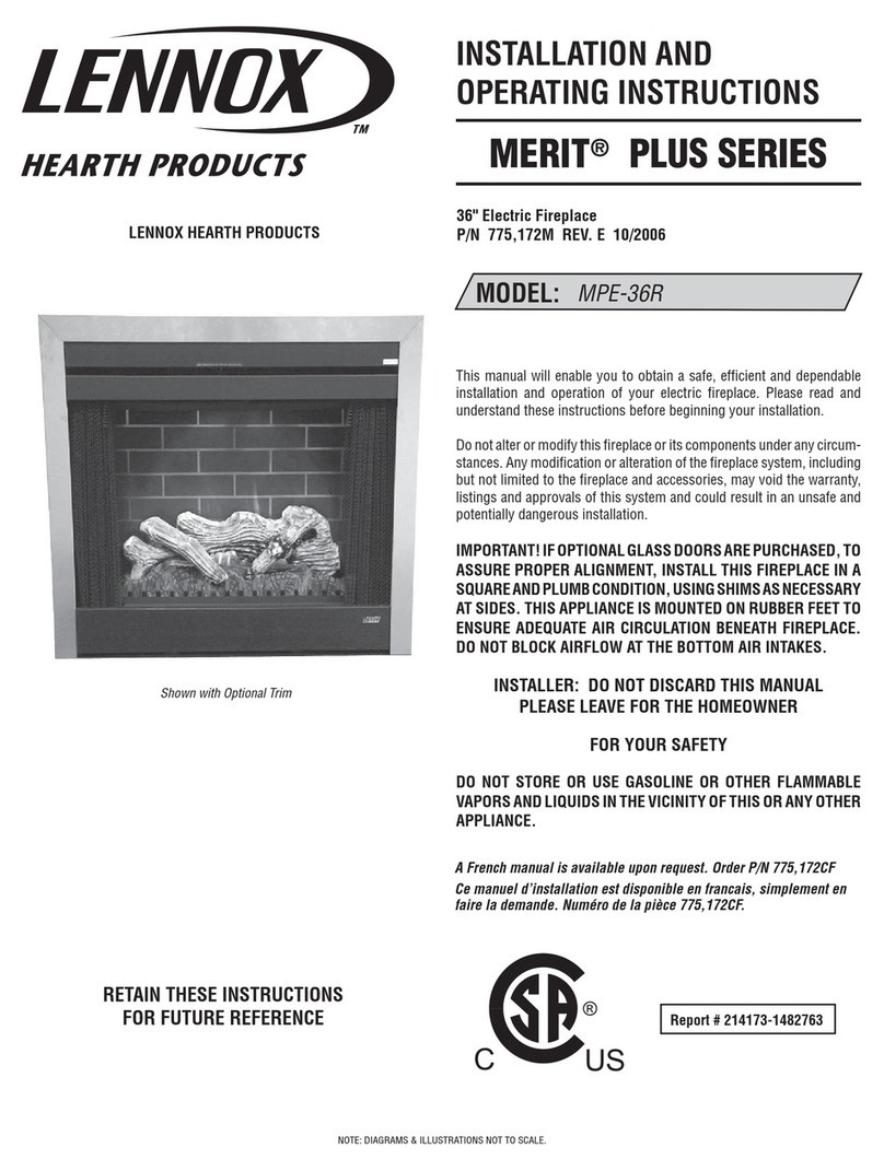 Lennox Hearth Products MPE-36R Installation and operating instructions