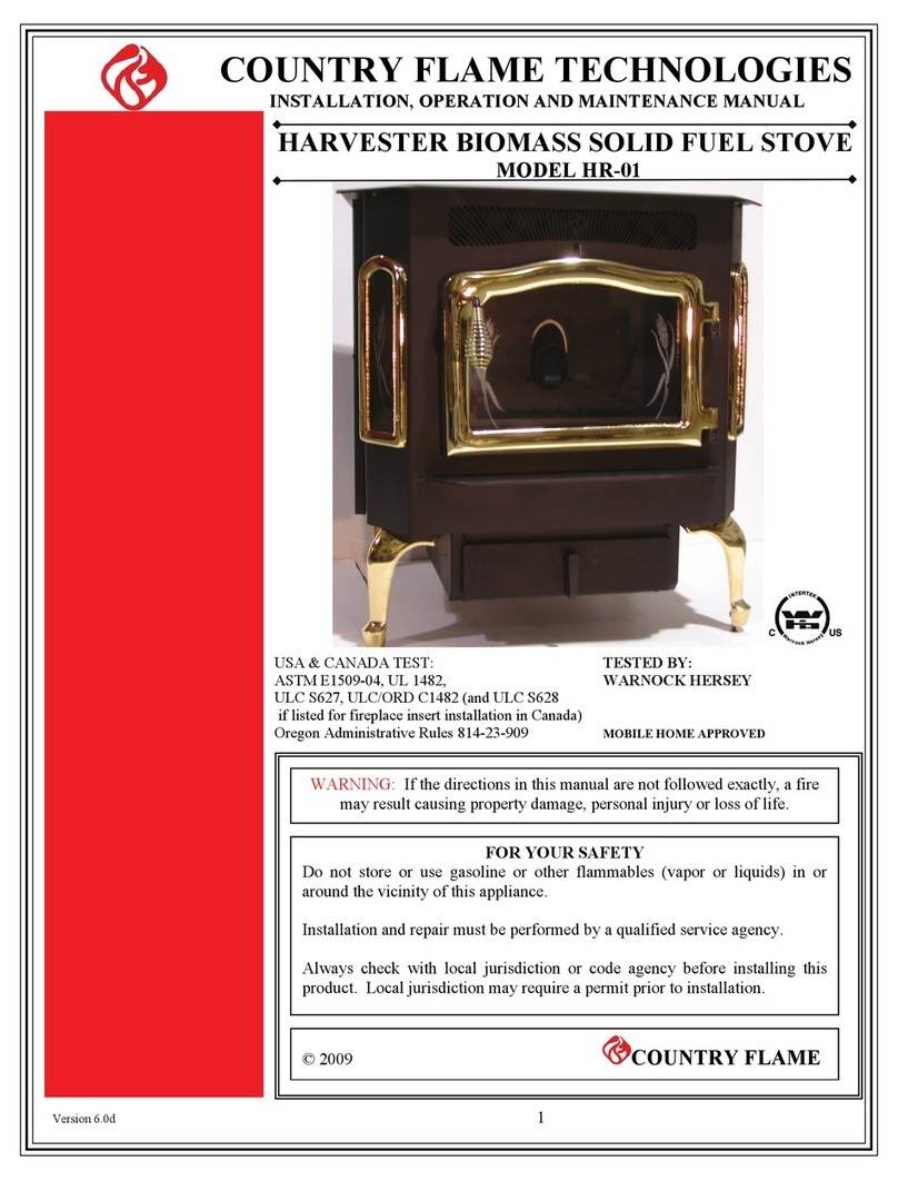 COUNTRY FLAME TECHNOLOGIES HR-01 Installation, operation and maintenance manual COUNTRY FLAME TECHNOLOGIES HR-01 Installation, operation and maintenance manual
