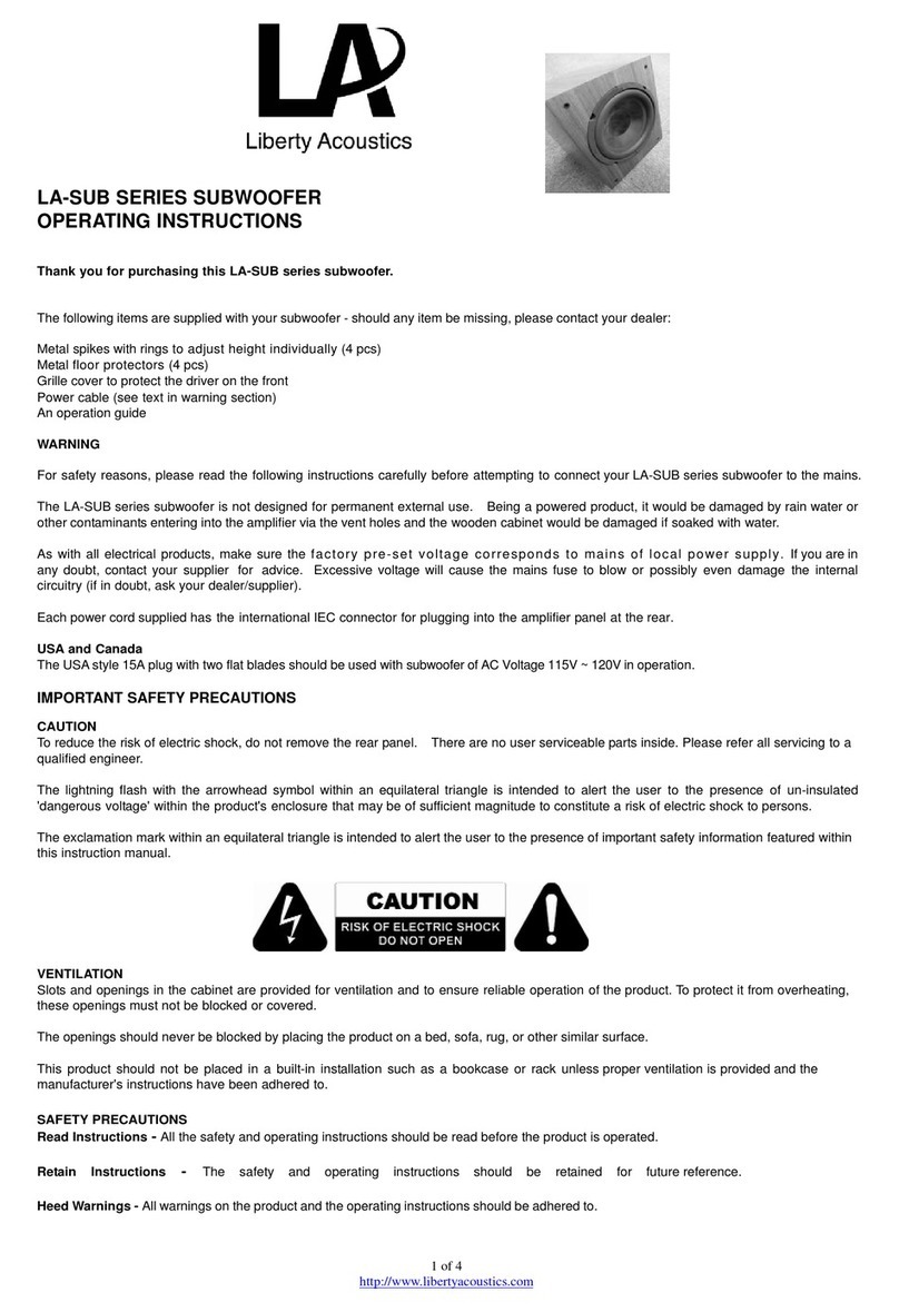 Liberty Acoustics LA-SUB SERIES operating instructions