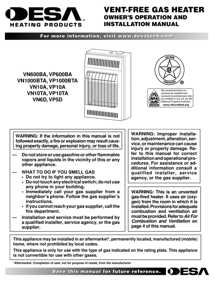Desa Vanguard VN600BA OWNER'S OPERATION AND INSTALLATION MANUAL