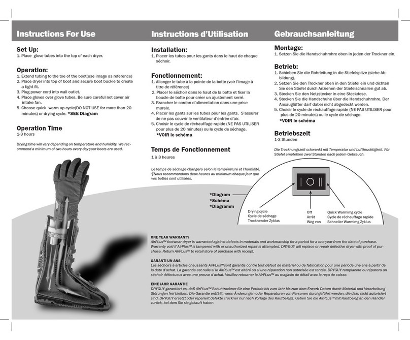 DryGuy ThermoAir Instructions for use