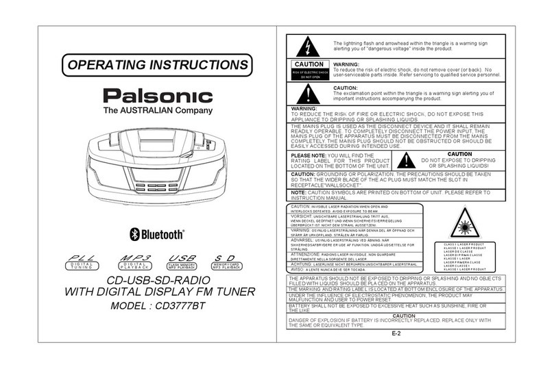 Palsonic CD3777BT operating instructions