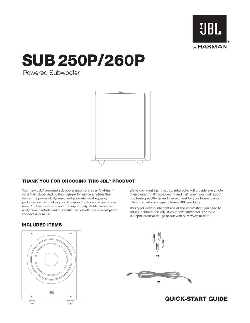 JBL SUB 250P User manual