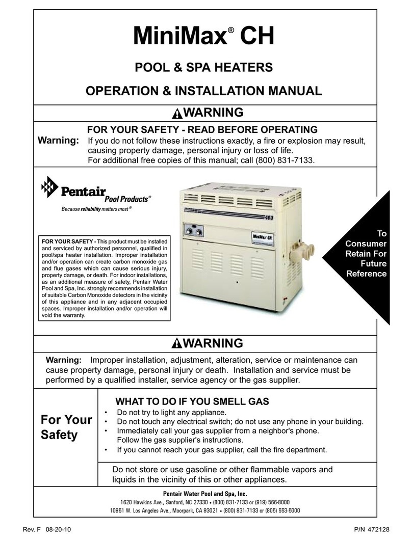 Pentair Pool Products MiniMax CH Operation & installation manual Pentair Pool Products MiniMax CH Operation & installation manual