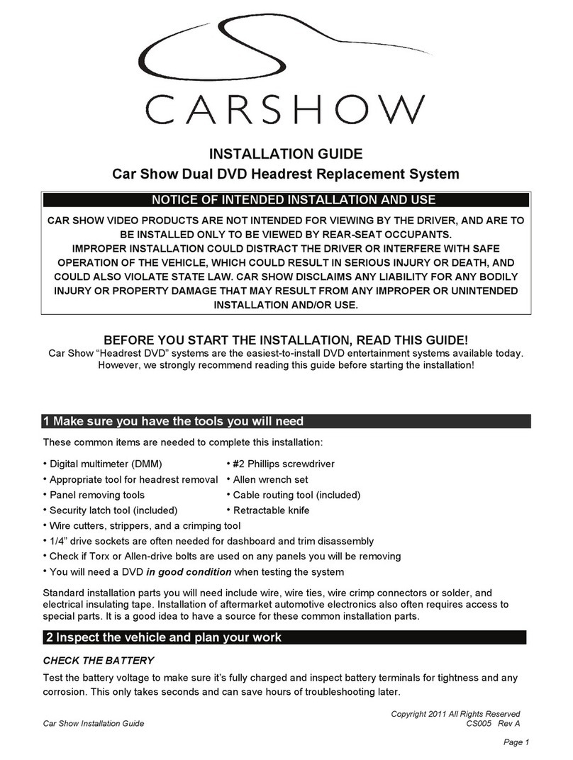 CarShow Dual DVD Headrest Replacement System installation guide CarShow Dual DVD Headrest Replacement System installation guide