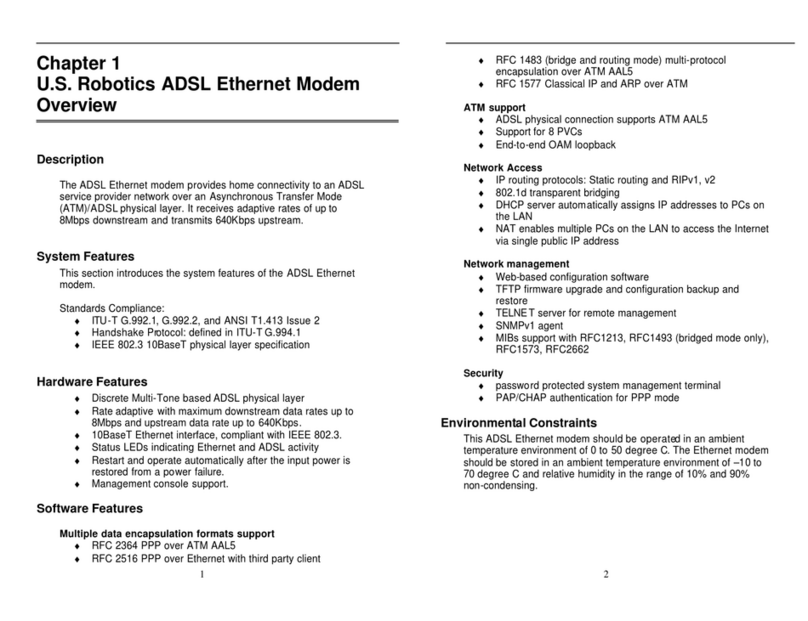 US Robotics ADSL Ethernet Modem overview