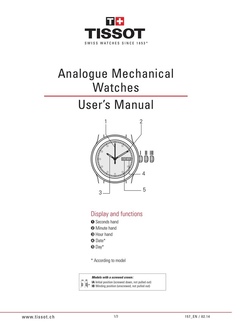 Tissot Analogue Mechanical Watches User manual