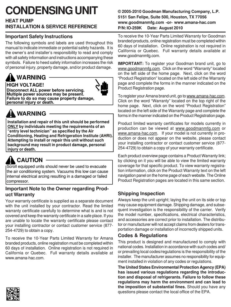 Goodman Condencing Unit User manual