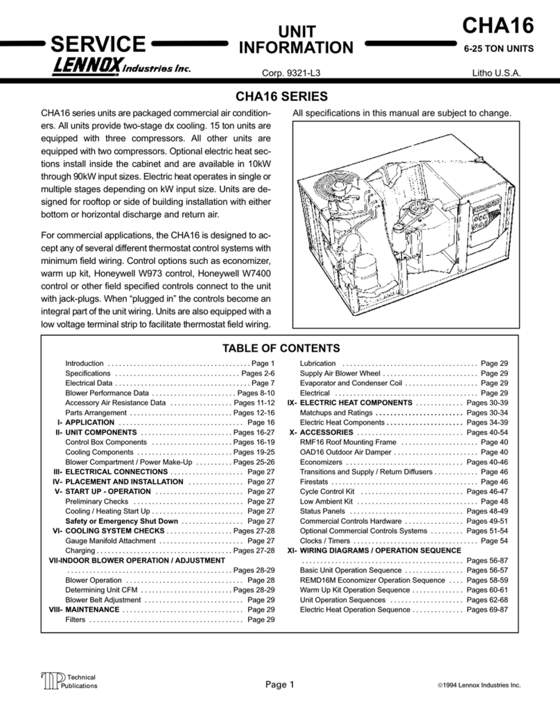 Lennox CHA16 User manual