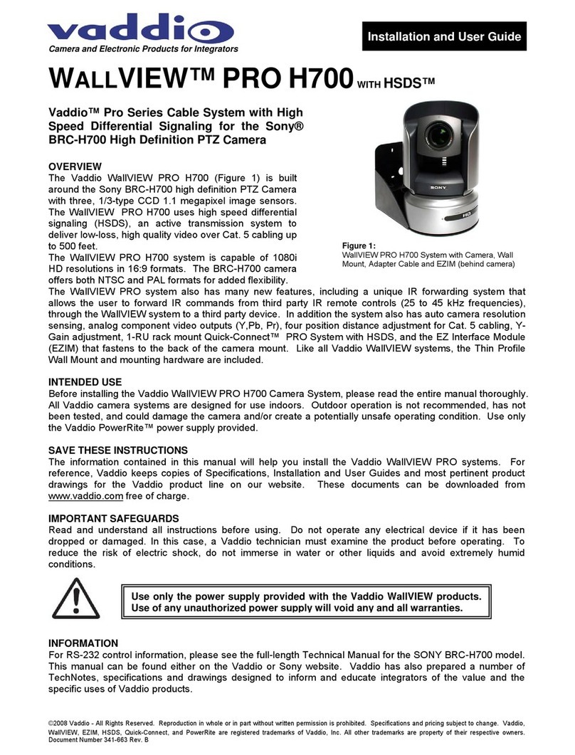 VADDIO WALLVIEW PRO H700 User manual VADDIO WALLVIEW PRO H700 User manual