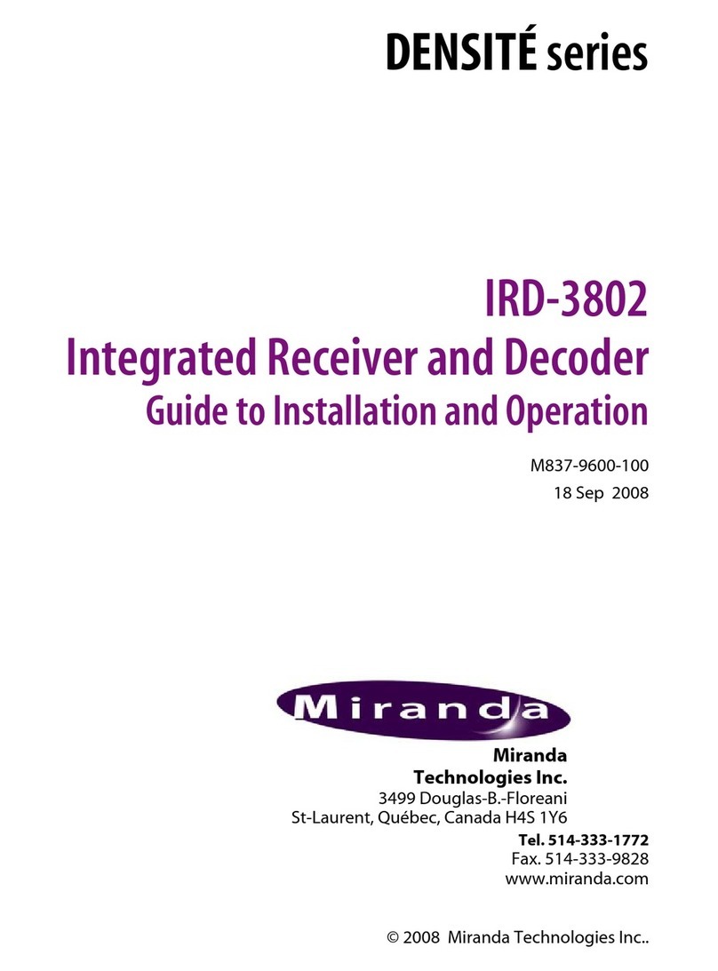 Miranda DENSITE IRD-3802 Guide to installation and operation