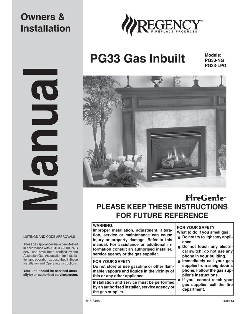 Regency Fireplace Products PG33-NG Owners & installation manual