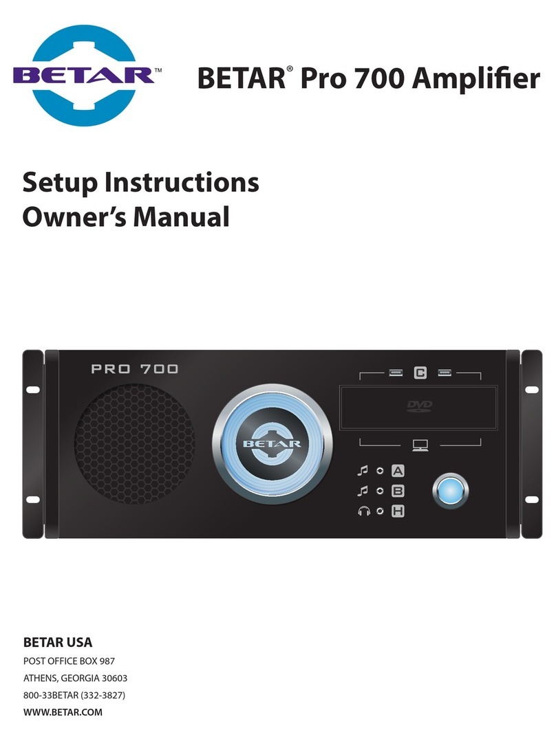 BETAR Pro 700 Amplifier Setup instructions owner's manual