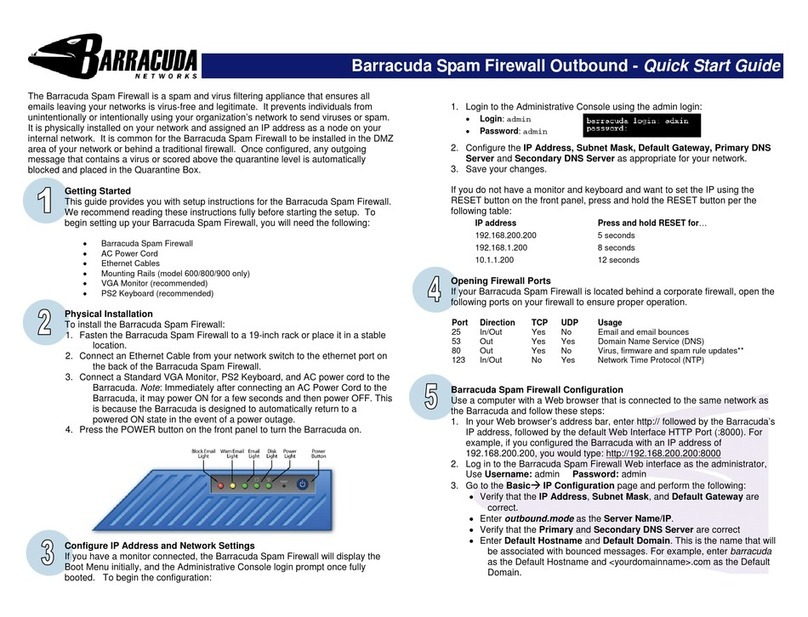 Barracuda Networks Spam Firewall Outbound quick start guide Barracuda Networks Spam Firewall Outbound quick start guide