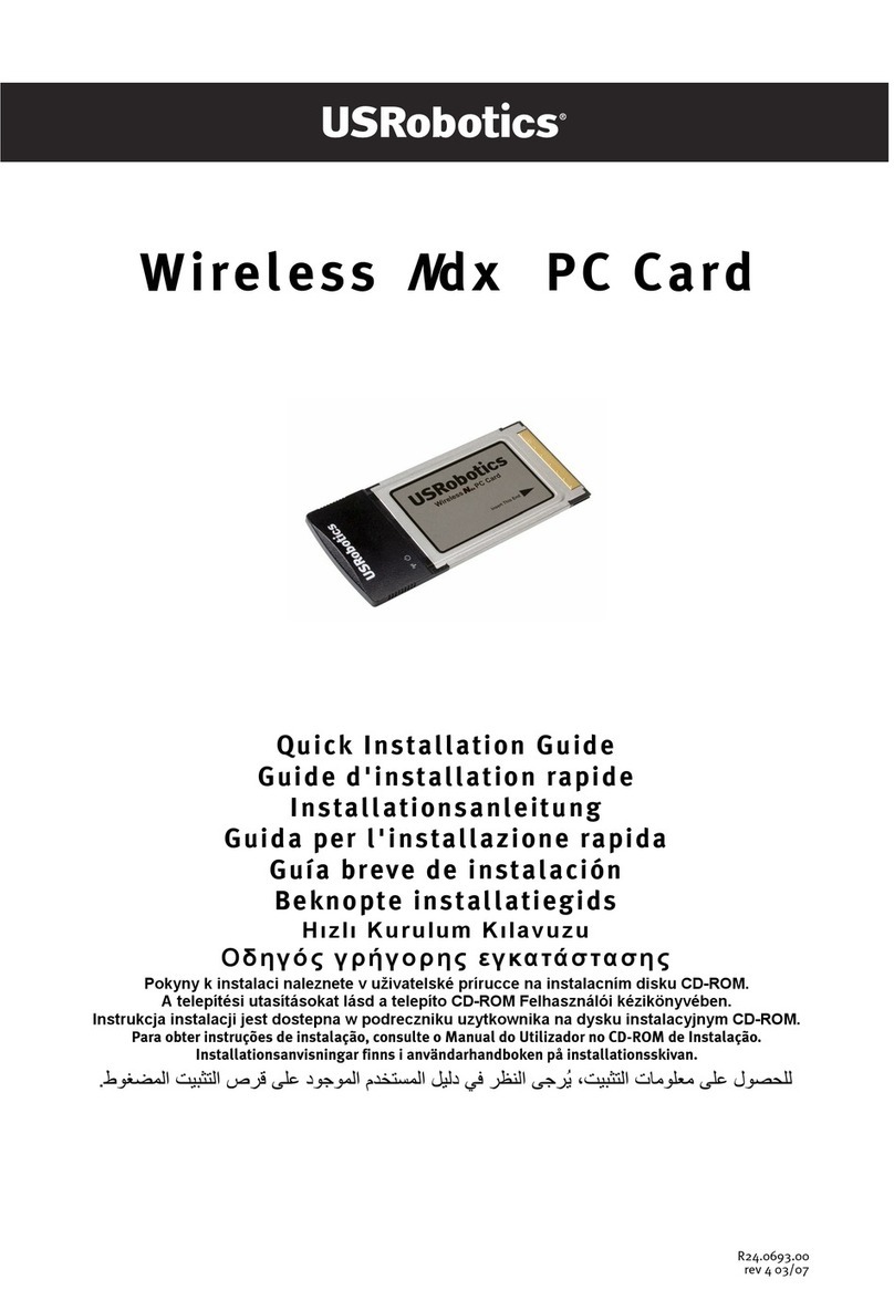 US Robotics Wireless Ndx PC Card Quick installation guide