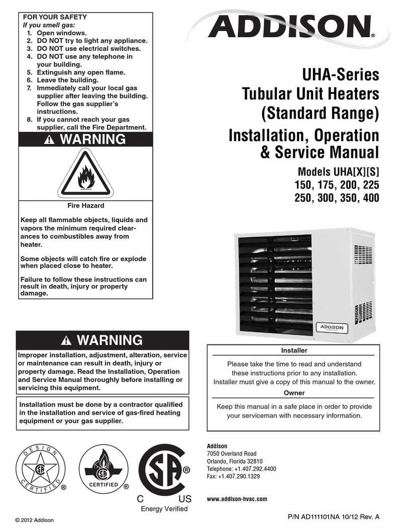Addison UHA 400 Installation, operation & service manual