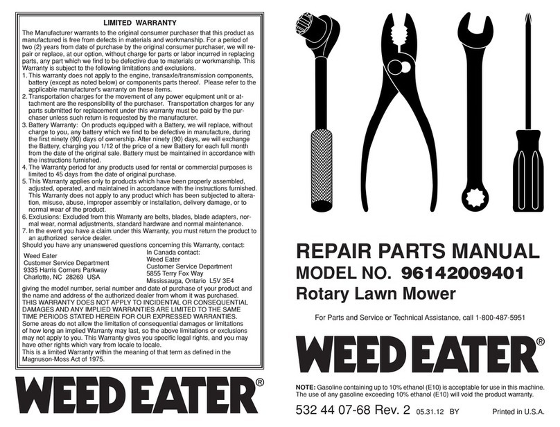 Weed Eater 96142009401 Repair parts manual