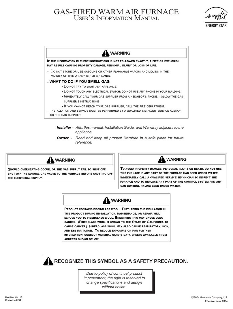 Goodman GAS-FIRED WARM AIR FURNACE User's information manual