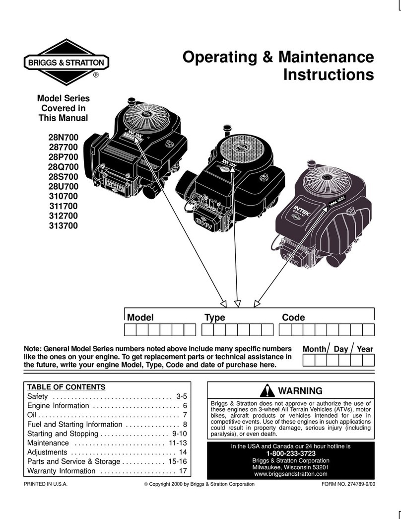 Briggs & Stratton 28N700 Series Installation and operation manual