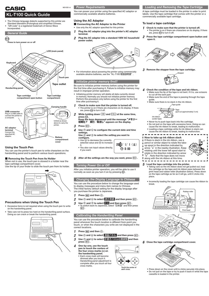 Casio KL-100 User manual