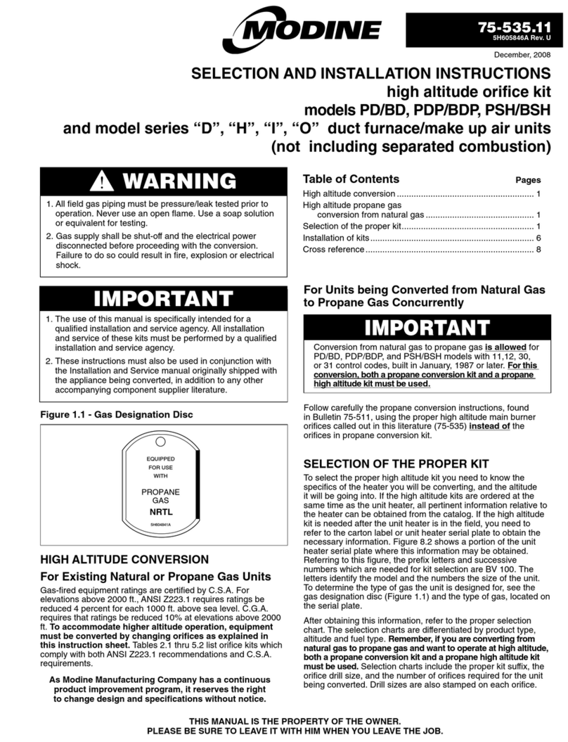Modine Manufacturing PD/BD installation instructions