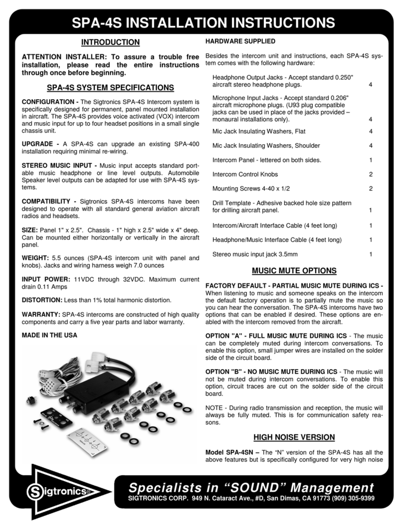 Sigtronics SPA-4S installation instructions Sigtronics SPA-4S installation instructions