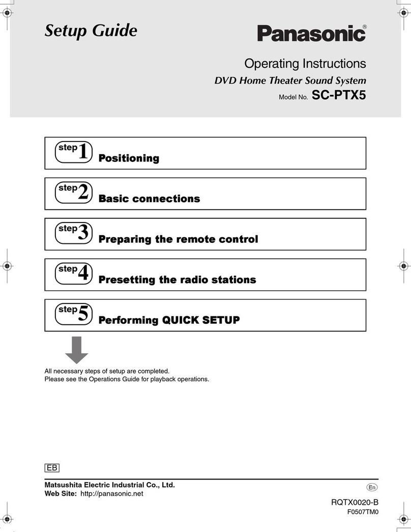 Panasonic SCPTX5 - DVD HOME THEATER SOUND SYSTEM User manual