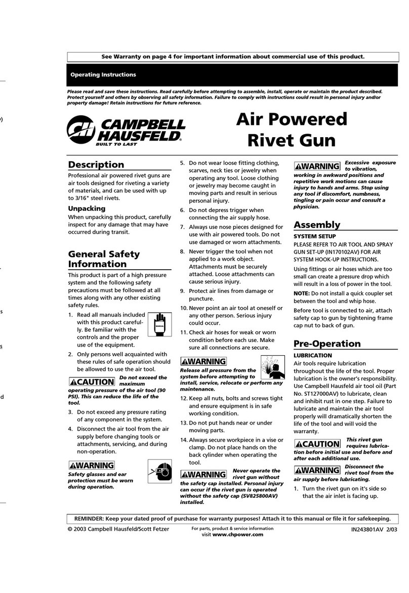 Campbell Hausfeld Air PoweredRivet Gun operating instructions
