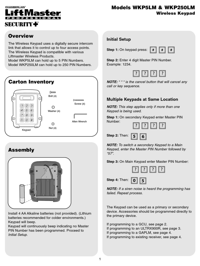 Chamberlain LiftMaster Security+ WKP5LM user guide