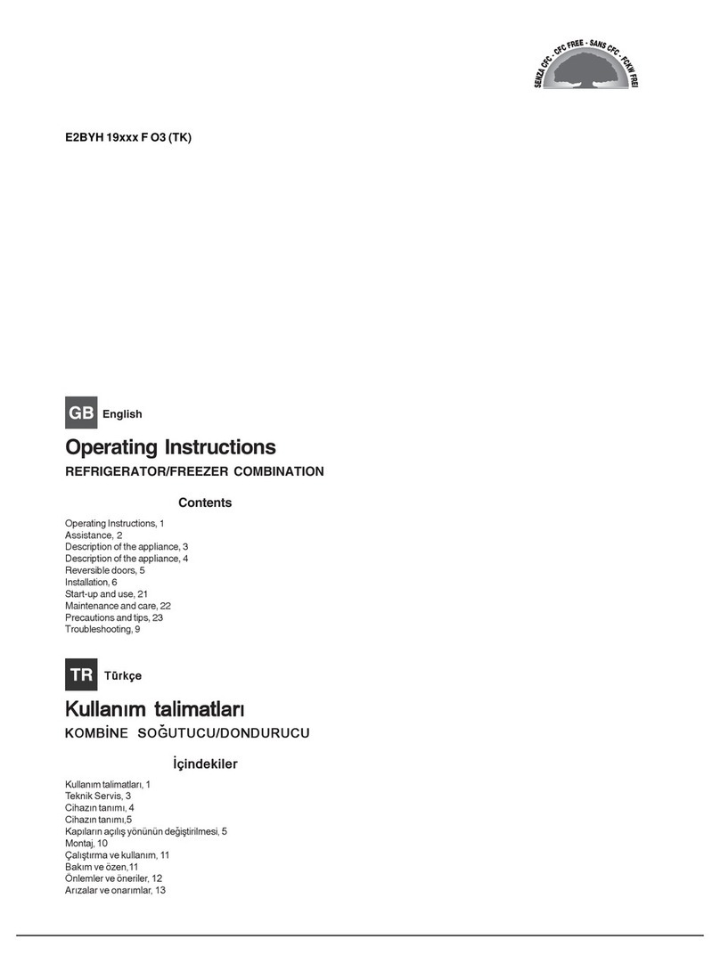 Hotpoint Ariston E2BYH 19 F O3 operating instructions