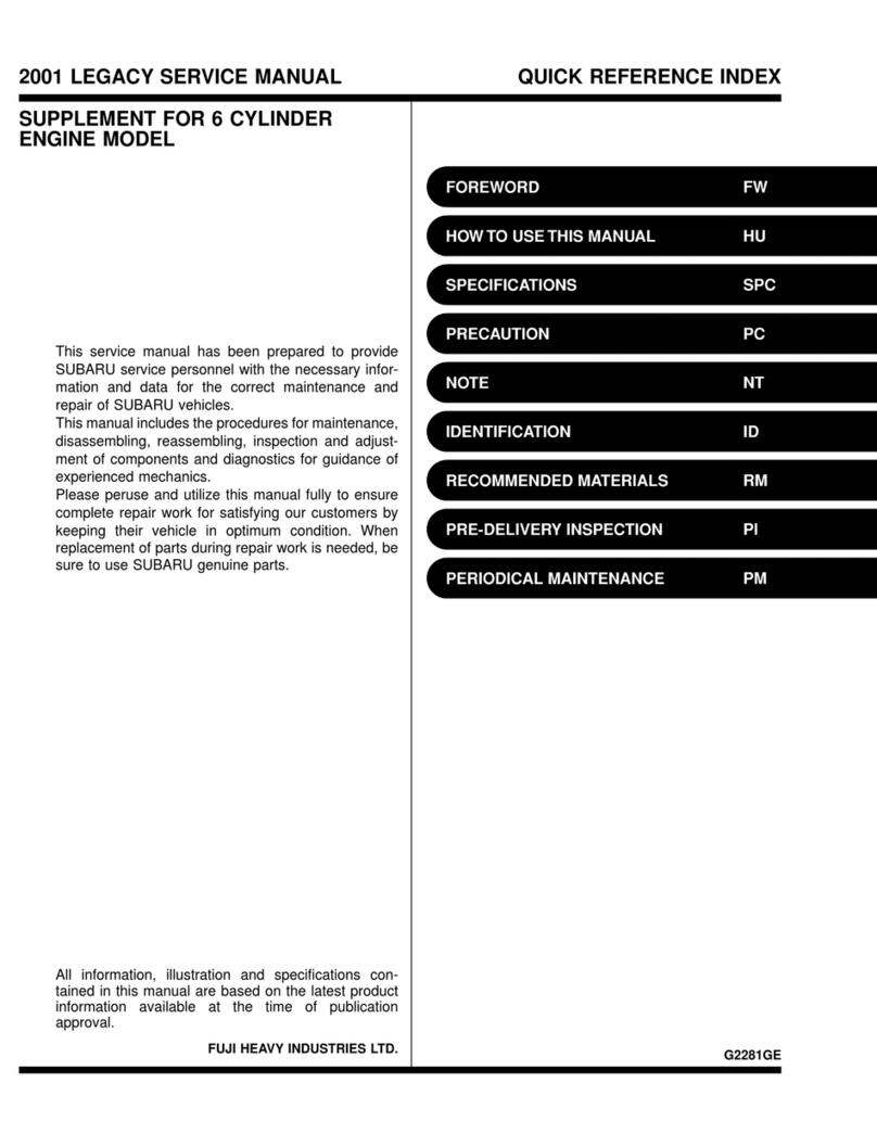 Subaru SUPPLEMENT FOR 6 CYLINDER ENGINE User manual