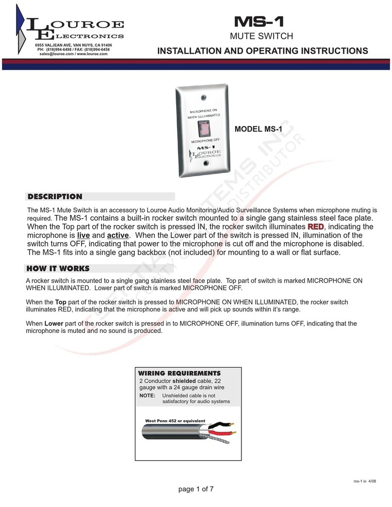 Louroe Electronics MS-1 Installation and operating instructions Louroe Electronics MS-1 Installation and operating instructions