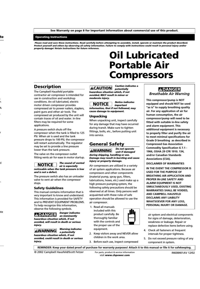 Campbell Hausfeld Oil Lubricated Portable Air Compressors operating instructions