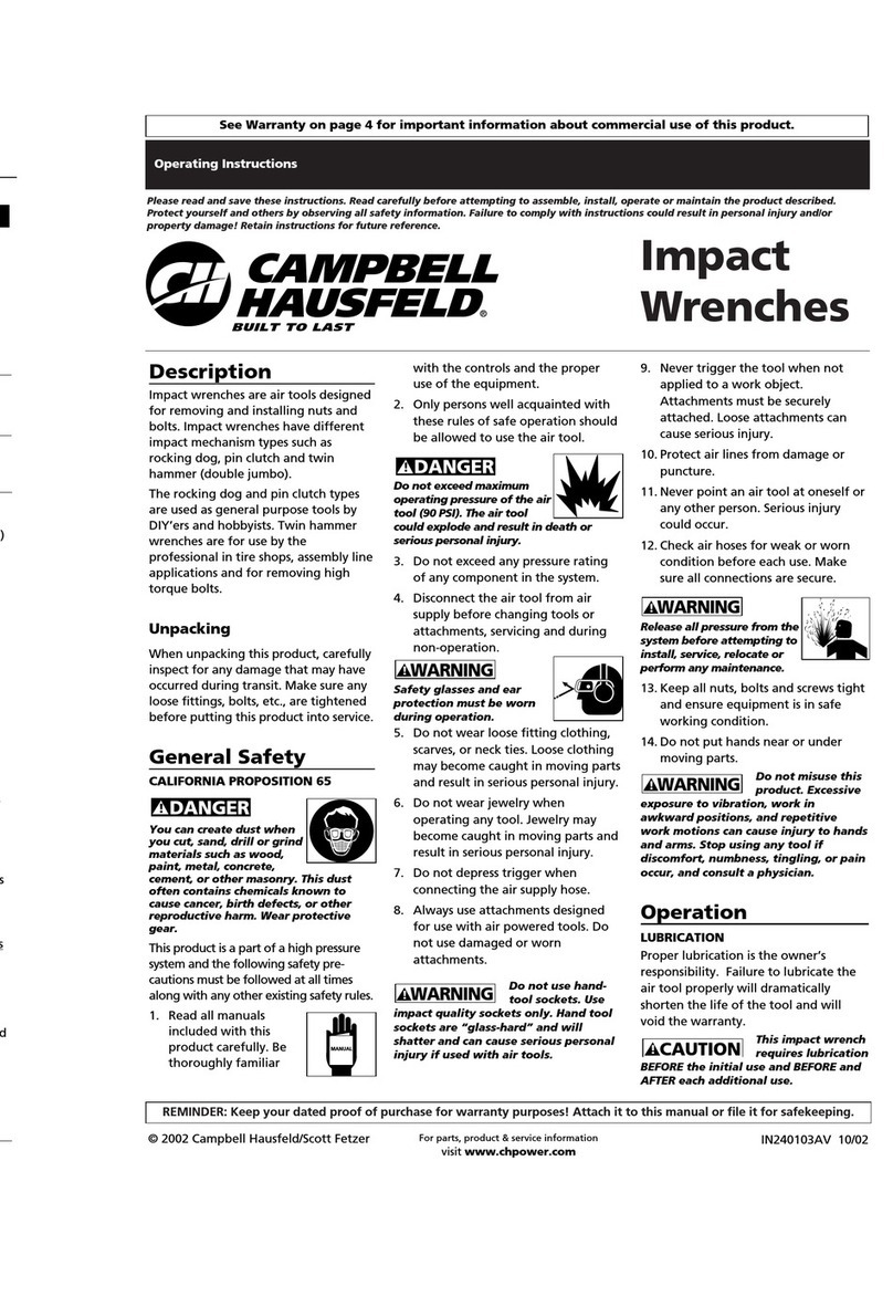 Campbell Hausfeld Impact Wrenches operating instructions