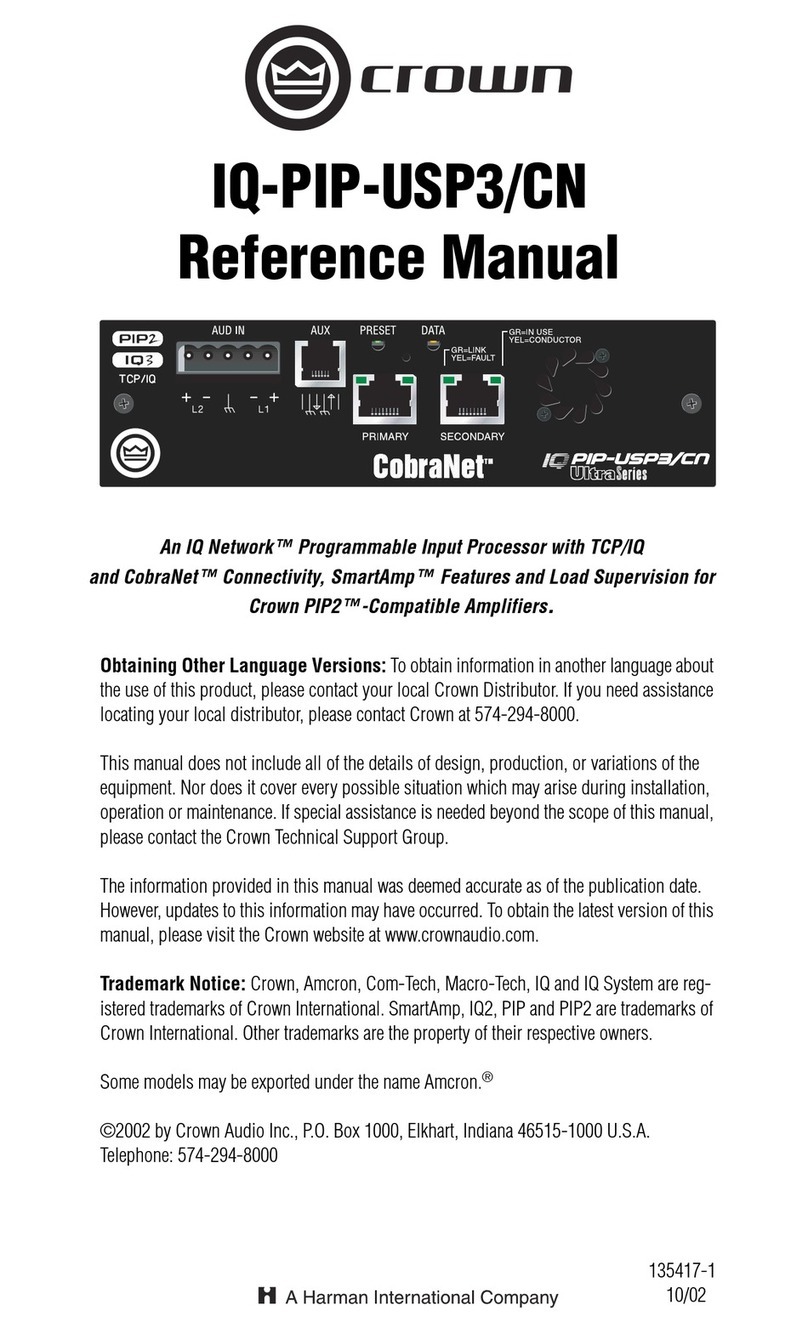 Crown IQ-PIP-USP3 Reference manual